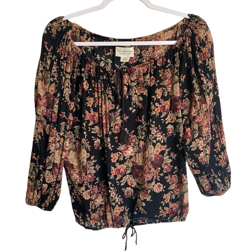 Denim & Supply Ralph Lauren Black Floral Boho Blouse - XS